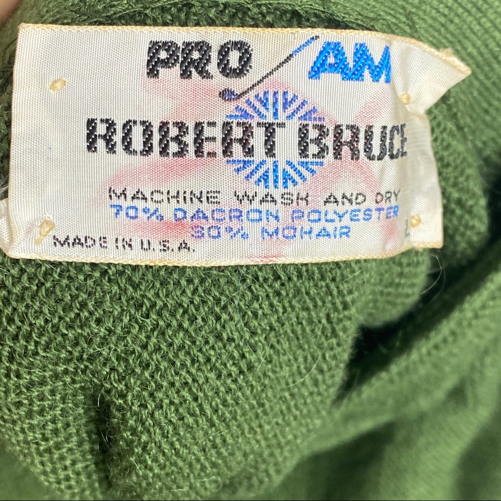 Mens Sz L Vtg Robert Bruce Green  Cardigan Sweater - Picture 7 of 7